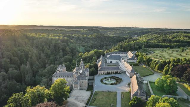 Vue aérienne sur le château de Modave