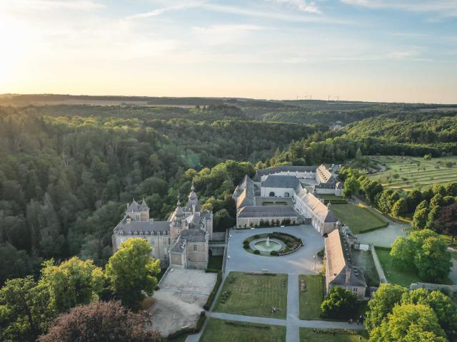 Vue aérienne sur le château de Modave